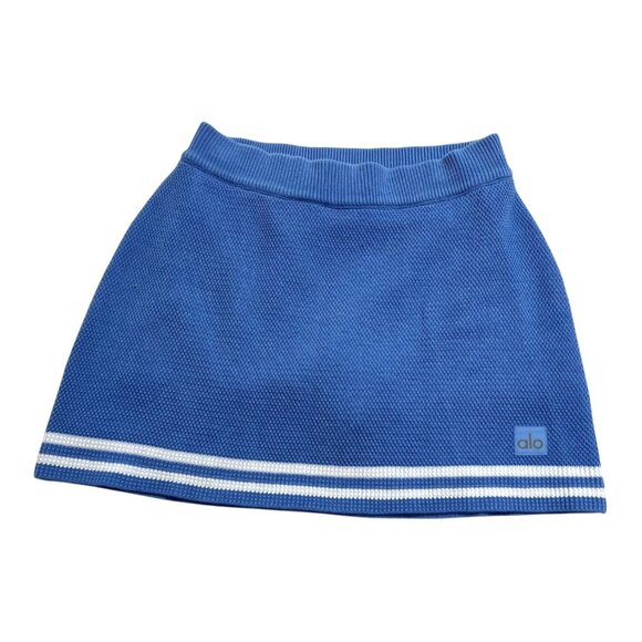 ALO Yoga Tennis Club Sweater Knit Skirt in Crystal Clear Blue - Picture 1 of 6
